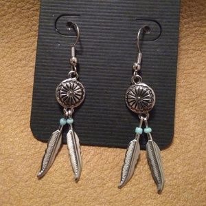 Silver Native Americans Earrings Turquoise